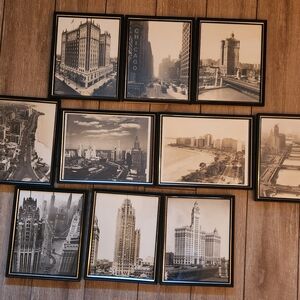Vintage Framed Downtown Chicago Photographs Qty 10 circa 1920-1930